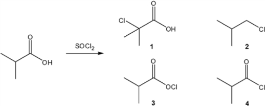 What is the major organic product obtained from the following reaction?   A)  1 B)  2 C)  3 D)  4