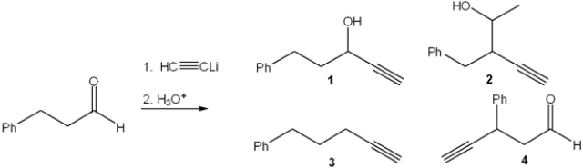 What is the major organic product obtained from the following reaction?   A)  1 B)  2 C)  3 D)  4
