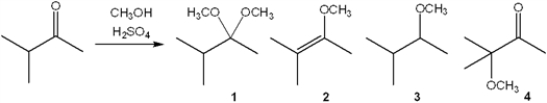 What is the major organic product obtained from the following reaction?   A)  1 B)  2 C)  3 D)  4