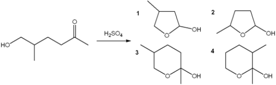What is the major organic product obtained from the following reaction?   A)  1 B)  2 C)  3 D)  4