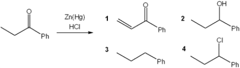 What is the major organic product obtained from the following reaction?   A)  1 B)  2 C)  3 D)  4