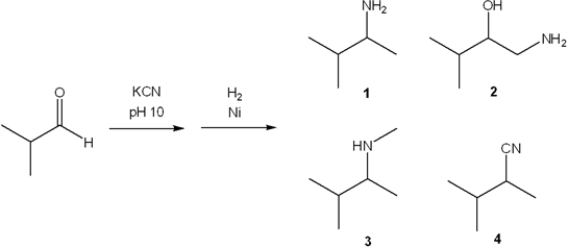 What is the major organic product obtained from the following sequence of reactions?   A)  1 B)  2 C)  3 D)  4
