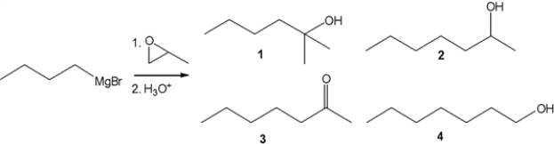 What is the major organic product obtained from the following reaction?   A)  1 B)  2 C)  3 D)  4
