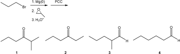 What is the major organic product obtained from the following sequence of reactions?   A)  1 B)  2 C)  3 D)  4
