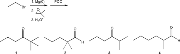 What is the major organic product obtained from the following sequence of reactions?   A)  1 B)  2 C)  3 D)  4