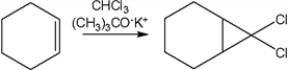 What reactive intermediates are involved in the following reaction?   A)  the trichloromethyl anion (Cl<sub>3</sub>C: <sup>−</sup>)  and dichlorocarbene (Cl<sub>2</sub>C:)  B)  the trichloromethyl cation (Cl<sub>3</sub>C<sup>+</sup>)  C)  the cyclohexyl carbocation D)  the cyclic chloronium ion derived from cyclohexene
