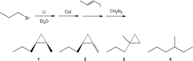 What is the major organic product obtained from the following sequence of reactions?   A)  1 B)  2 C)  3 D)  4