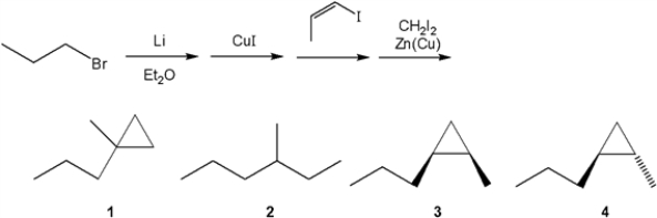 What is the major organic product obtained from the following sequence of reactions?   A)  1 B)  2 C)  3 D)  4