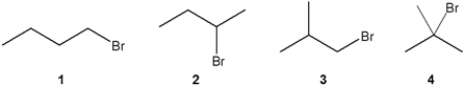 Which C<sub>4</sub>H<sub>9</sub>Br compound(s)  gives a <sup>13</sup>C NMR spectrum consisting of four signals?   A)  only 1 B)  only 1 and 2 C)  only 2 and 3 D)  1, 2, 3 and 4