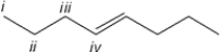 Which of the carbon atoms in the molecule appears furthest downfield in the <sup>13</sup>C NMR spectrum?   A)  i B)  ii C)  iii D)  iv