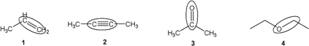 Which of the following bonds (circled)  gives the weakest absorbance in the infrared spectrum?   A)  1 B)  2 C)  3 D)  4