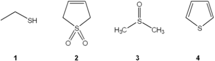 Which of the following are thiols?   A)  only 1 B)  only 1 and 4 C)  only 2 and 3 D)  1, 2, 3 and 4