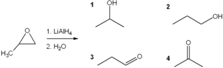 What is the major organic product obtained from the following reaction?   A)  1 B)  2 C)  3 D)  4