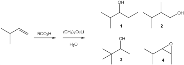 What is the major organic product obtained from the following sequence of reactions?   A)  1 B)  2 C)  3 D)  4