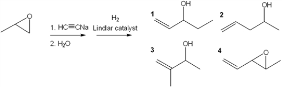 What is the major organic product obtained from the following sequence of reactions?   A)  1 B)  2 C)  3 D)  4