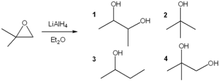 What is the major organic product obtained from the following reaction?   A)  1 B)  2 C)  3 D)  4