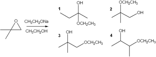What is the major organic product obtained from the following reaction?   A)  1 B)  2 C)  3 D)  4