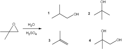 What is the major organic product obtained from the following reaction?   A)  1 B)  2 C)  3 D)  4