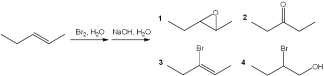 What is the major organic product obtained from the following sequence of reactions?   A)  1 B)  2 C)  3 D)  4
