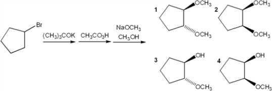 What is the major organic product obtained from the following sequence of reactions?   A)  1 B)  2 C)  3 D)  4