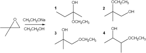 What is the major organic product obtained from the following reaction?   A)  1 B)  2 C)  3 D)  4