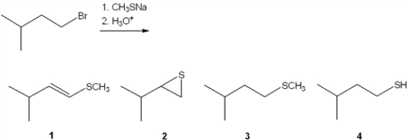 What is the major organic product obtained from the following reaction?   A)  1 B)  2 C)  3 D)  4