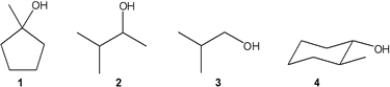 Which of the following is/are secondary (2°)  alcohols?   A)  only 1 B)  only 3 C)  only 2 and 4 D)  1, 2, 3 and 4