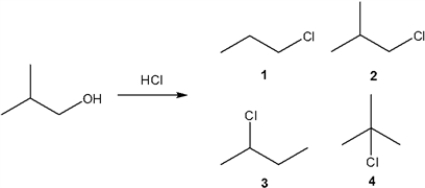 What is the major organic product obtained from the following reaction?   A)  1 B)  2 C)  3 D)  4