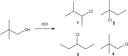 What is the major organic product obtained from the following reaction?   A)  1 B)  2 C)  3 D)  4