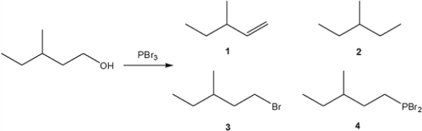 What is the major organic product obtained from the following reaction?   A)  1 B)  2 C)  3 D)  4