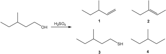 What is the major organic product obtained from the following reaction?   A)  1 B)  2 C)  3 D)  4