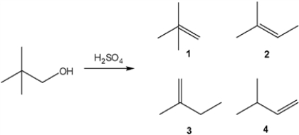 What is the major organic product obtained from the following reaction?   A)  1 B)  2 C)  3 D)  4