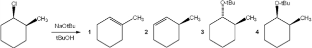 What is the major organic product obtained from the following reaction?   A)  1 B)  2 C)  3 D)  4