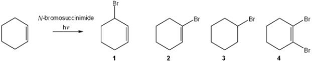 What is the major organic product obtained from the following reaction?   A)  1 B)  2 C)  3 D)  4