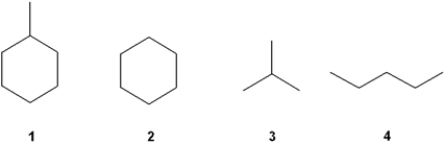 Which of the following alkanes does not undergo monobromination to form a single bromoalkane as the major product?   A)  1 B)  2 C)  3 D)  4