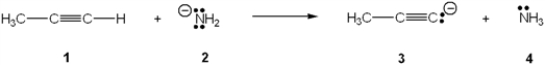 What is the correct assignment of the acid, base, conjugate acid and conjugate base in the following equilibrium?   A)  1 = acid; 2 = base; 3 = conjugate acid; 4 = conjugate base B)  1 = acid; 2 = base; 3 = conjugate base; 4 = conjugate acid C)  1 = base; 2 = acid; 3 = conjugate acid; 4 = conjugate base D)  1 = base; 2 = acid; 3 = conjugate base; 4 = conjugate acid
