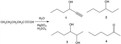 <strong>What is the major organic product obtained from the following reaction?  </strong> A) 1 B) 2 C) 3 D) 4 <div style=padding-top: 35px> 