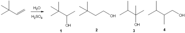What is the major organic product obtained from the following reaction?   A)  1 B)  2 C)  3 D)  4