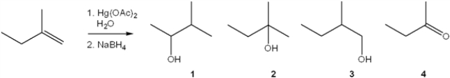 What is the major organic product obtained from the following reaction?   A)  1 B)  2 C)  3 D)  4