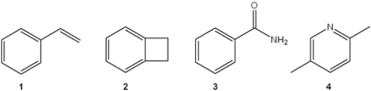 Which of the following compounds does not have a hydrogen deficiency of 5?   A)  1 B)  2 C)  3 D)  4
