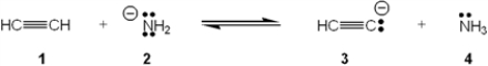 Which species is the conjugate acid in the following acid-base reaction?   A)  1 B)  2 C)  3 D)  4