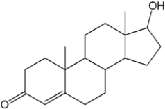 How many chiral centers are there in the following molecule (the naturally occurring stereoisomer is the male hormone testosterone) ?   A)  Three B)  Four C)  Six D)  Seven