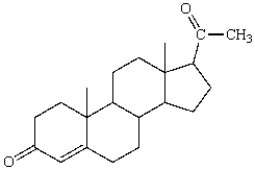 The number of chiral centers in progesterone (shown below) is ______.  