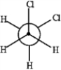 The Newman projection of the gauche conformation of 1,2-dichloroethane is shown below.  