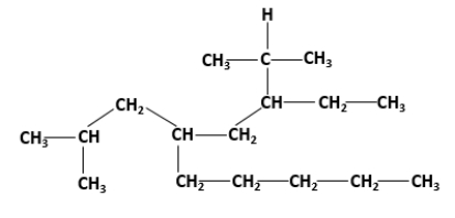 The total numbers of 2⁰ and 3⁰ carbon atoms in the following structure are _____ and _____, respectively. ​   A)  3; 7 B)  7; 4 C)  4; 6 D)  6; 4