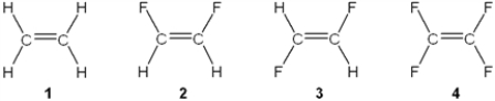 Which of the following molecules has a molecular dipole moment?   A)  1 B)  2 C)  3 D)  4