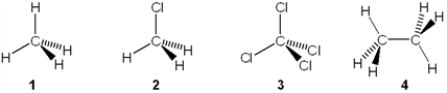 Which of the following molecules has a molecular dipole moment?   A)  1 B)  2 C)  3 D)  4