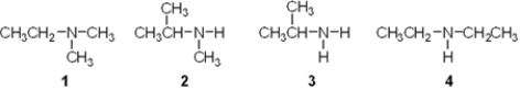Which of the following is a primary (1°)  amine?   A)  1 B)  2 C)  3 D)  4
