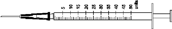  Mark the syringe with the ordered amount of regular and intermediate-acting insulin. -Ordered:  12 \text { units }  of Novolog and  22 \text { units }  of Novolin N.   