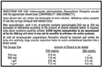  Mark the amount to be given on each syringe. -Ordered: Rocephin  500 \mathrm{mg}  IM every  4 \mathrm{hr}  for otitis media. Available: Rocephin (ceftriaxone sodium)  2 \mathrm{~g}  .     a. How much diluent will you add? b. How many mL will you give?   